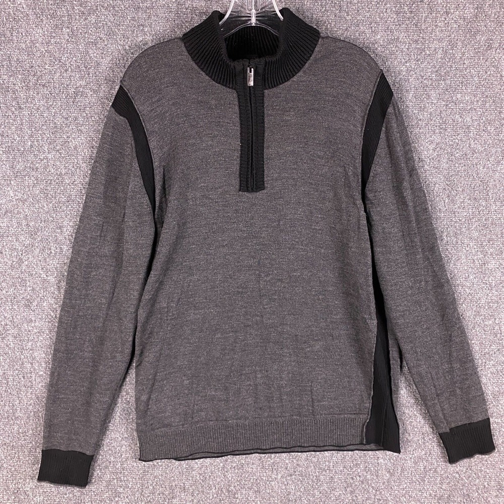 Codice 1/4 Zip Wool‎ Sweater Men's Large Gray 100% Extra Fine Merino Wool Adults